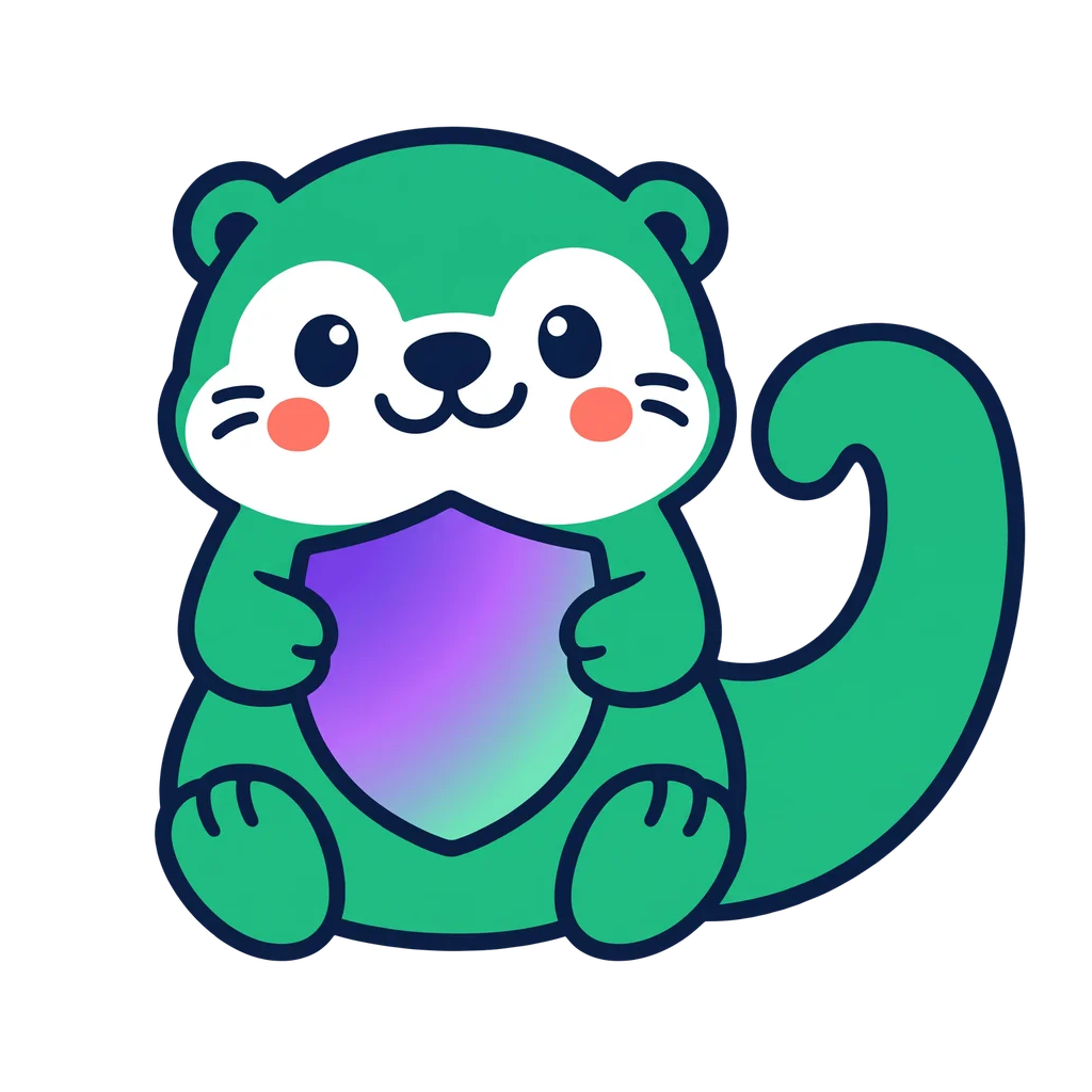 FAIRR the Hook Otter holding a Solana-purple shield